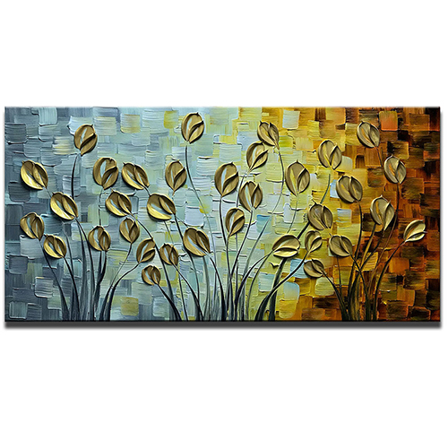 Oil Paintings Wall Art Blue Gold Wall Art Abstract Western Art