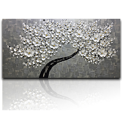 Abstract Artwork Original White Flower Canvas Art