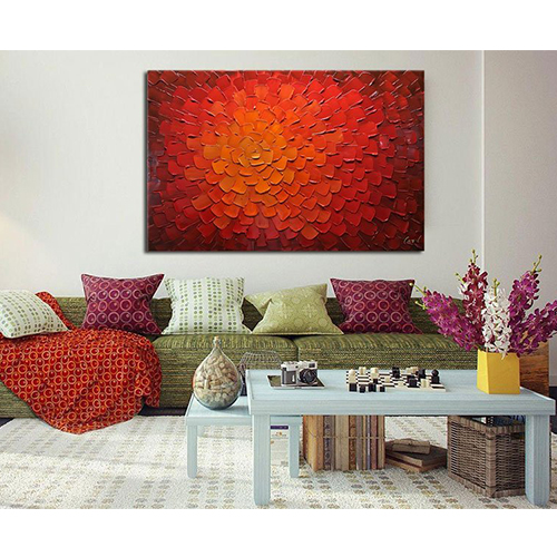 Acrylic Painting On Canvas Modern Red Orange Abstract Paintings