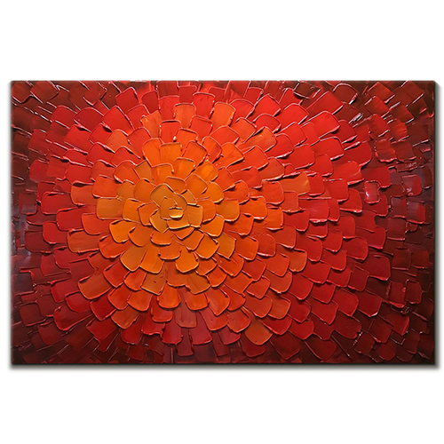 Acrylic Painting On Canvas Modern Red Orange Abstract Paintings