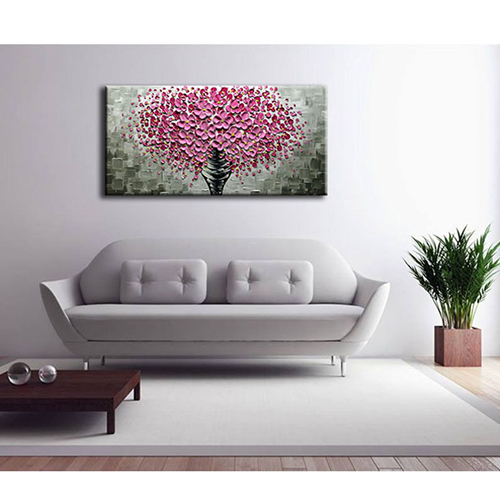 Hand Painted Home Decor Modern Large Pink Canvas Picture