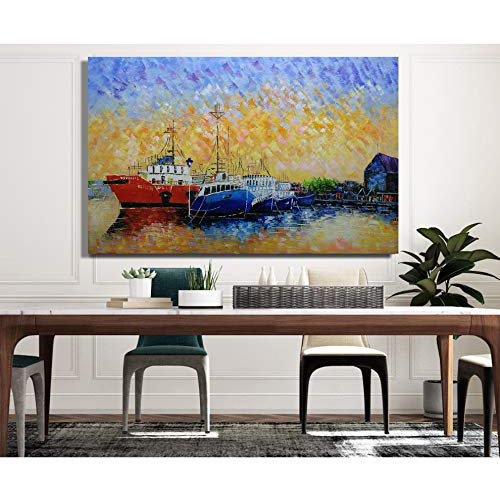 Canvas Painting Wall Art Hand Painted Boat Painting Images
