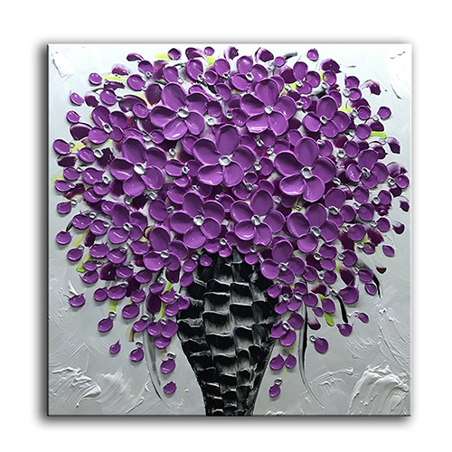 Artwork Wall Art Wall Flower Vase Purple And Black Wall Art