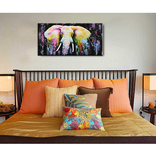 Oil Paintings On Canvas Wall Art Big Pink Elephant Wall Art