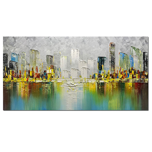 Oil Painting Canvas Big Cityscape Oil Painting Lime Green Wall Pictures