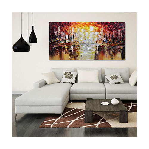 Canvas Knife Painting Big Cityscape Wall Art Large Artwork For Sale