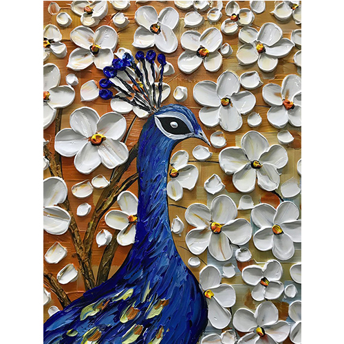 Wall Art Cheap Peacock Painting Blue Feather Wall Art