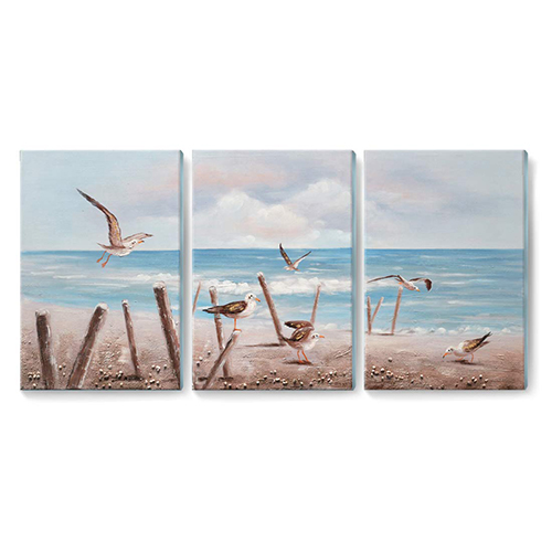 Oil Paintings On Canvas Wall Art Hand Painted 3 Piece Beach Canvas