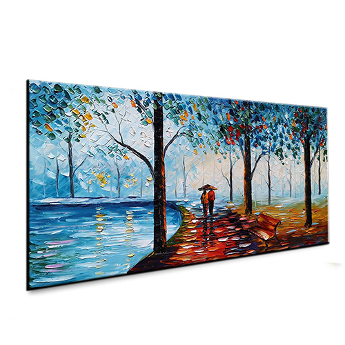 Hand Painted Home Decor Modern Couple With Red Umbrella Picture