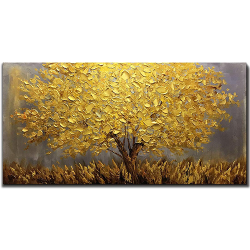 Acrylic Wall Painting Hand Painted Gold Foil Canvas Art