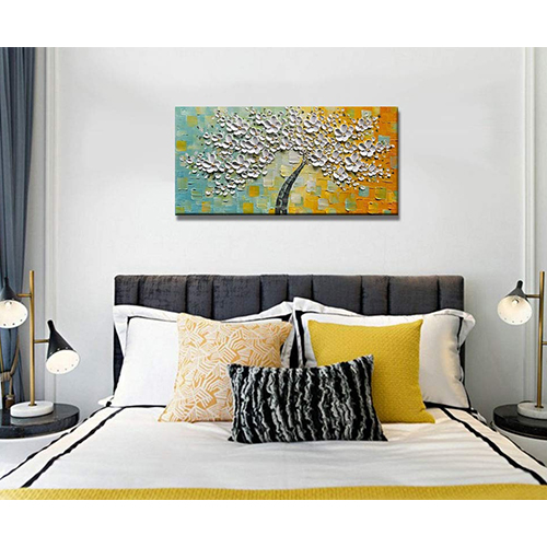 Canvas Knife Painting Artwork Cheap Cherry Blossom Tree Art