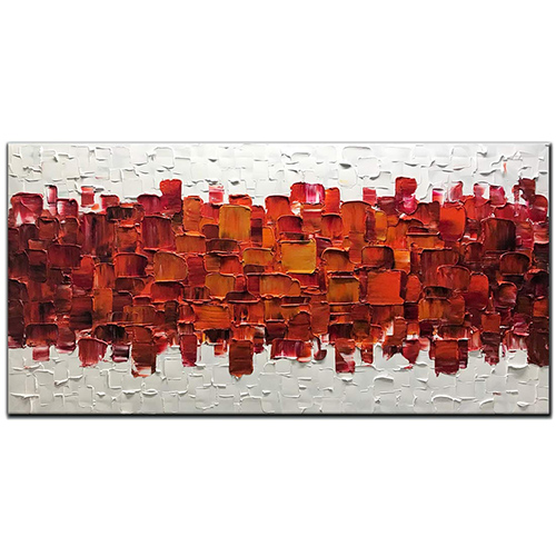 Acrylic Painting On Canvas Red And White Wall Art