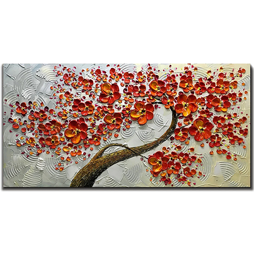 Canvas Painting Wall Art Red Flower Canvas Abstract Painting