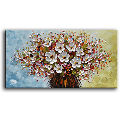 Oil Painting Wall Art Hand Painted White Flower Wall Decor