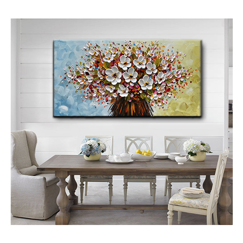 Oil Painting Wall Art Hand Painted White Flower Wall Decor