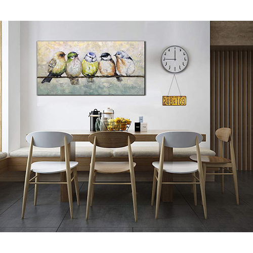 Painting Wall Decor Art Modern Colored Birds On A Wire Wall Art