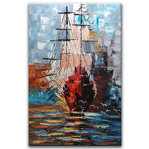 Art Painting Hand Painted Abstract Ocean Art Boat Oil Painting