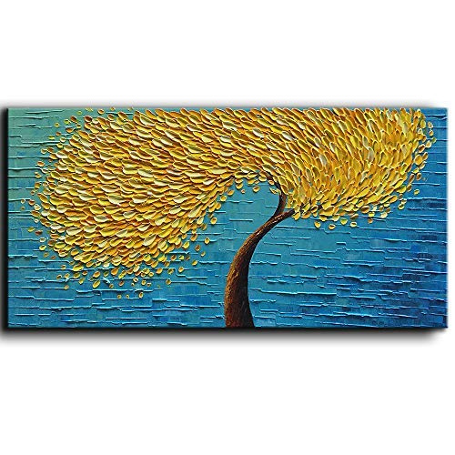 Canvas Painting Art Contemporary Blue Flower Canvas Wall Art