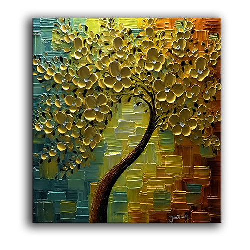 Wall Art Artwork Modern Green Gold Abstract Painting