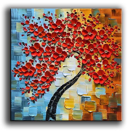 Canvas Wall Decor Large Red Tree Canvas Modern Canvas Art