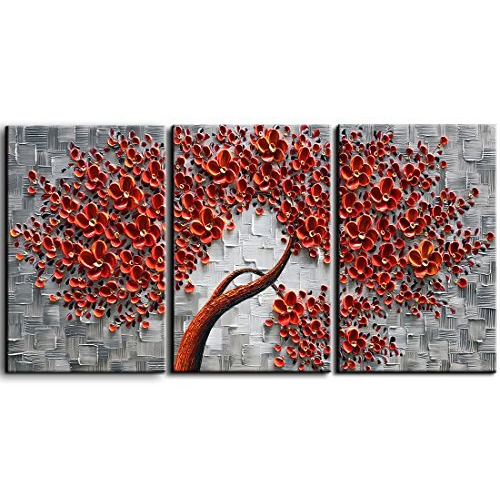 Acrylic Canvas Painting Original Triptych Wall Art Vertical