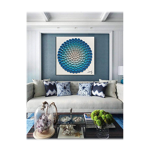 Wall Art Decor Painting Large Blue Silver Abstract Painting