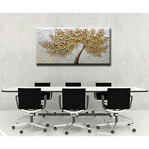 Oil Paintings Gold And White Canvas Art Flower 3D Wall Art