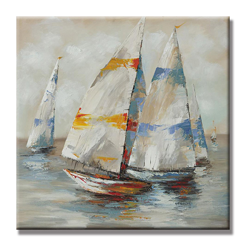 Knife Painting Cheap Boat Canvas Pictures Square Canvas Painting