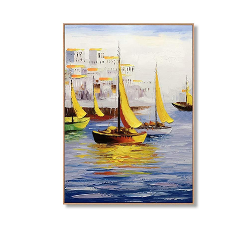 Canvas Paintings Modern Palette Knife Sailboat Wall Art