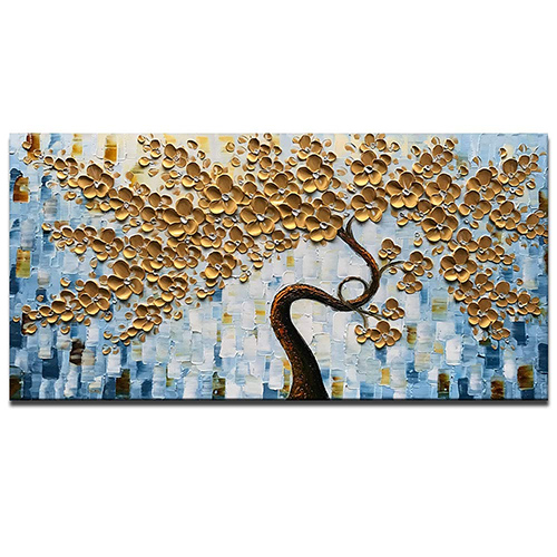 Canvas Wall Paintings Contemporary Gold Tree Wall Art