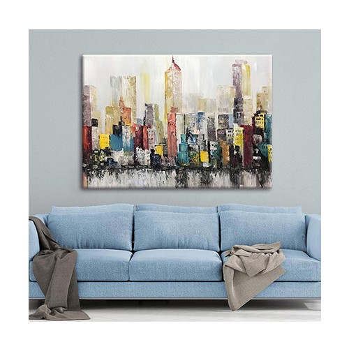 Art Oil Painting Big City Wall Art Pictures Above Sofa