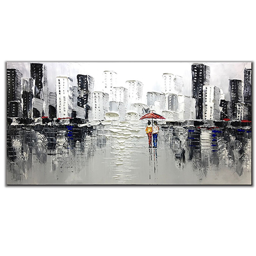 Acrylic Painting On Canvas Contemporary Abstract Cityscape Art