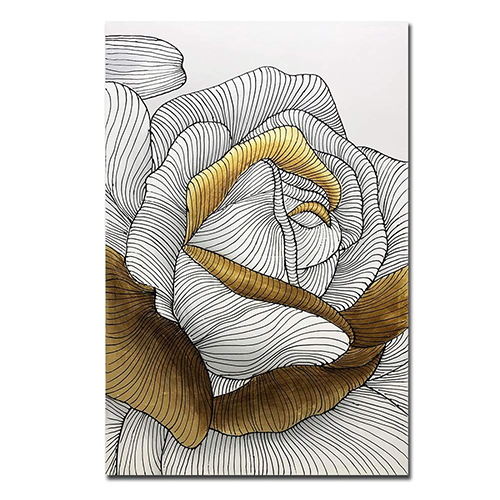 Canvas Art Big White And Gold Abstract Floral Painting