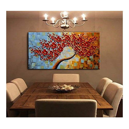 Canvas Artwork Contemporary Red Flower Painting