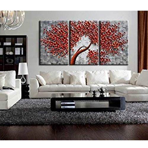 Acrylic Canvas Painting Original Triptych Wall Art Vertical