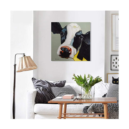 Acrylic Wall Painting Abstract Black And White Cow Wall Art