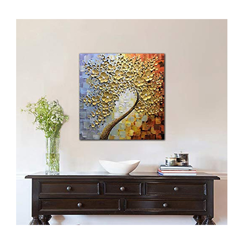 Canvas Knife Painting Hand Painted Gold Canvas Painting
