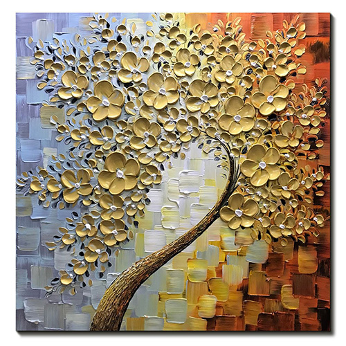 Canvas Knife Painting Hand Painted Gold Canvas Painting