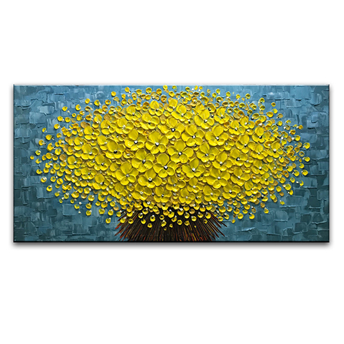 Painting Wall Art Hand Painted Yellow Tree Canvas