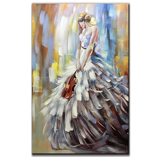 Canvas Artwork Large Canvas Painting Girl Feather Picture Wall Art