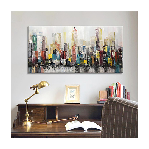 Art Oil Painting Big City Wall Art Pictures Above Sofa