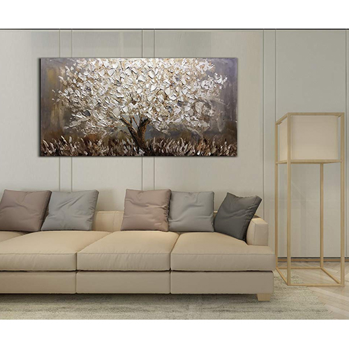 Oil Painting Wall Art Silver Canvas Art Acrylic Tree Painting