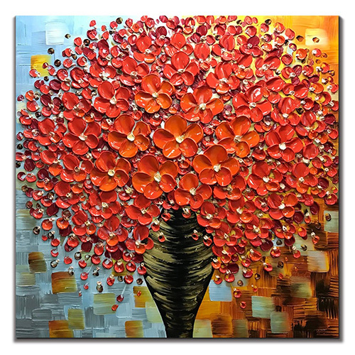 Painting Canvas Artwork Hand Painted Red Pictures For Living Room