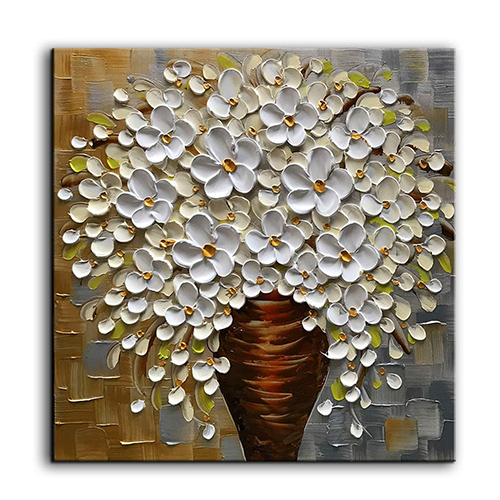 Wall Art Canvas Painting Tree Oil Painting White Flower Painting