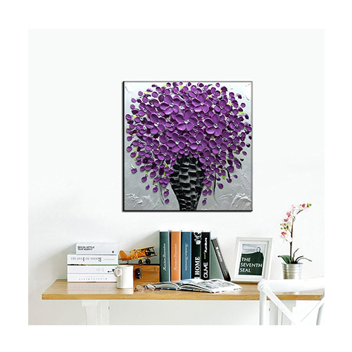 Artwork Wall Art Wall Flower Vase Purple And Black Wall Art