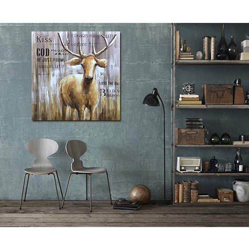 Hand Painted Oil Painting Contemporary Deer Picture Wall Art