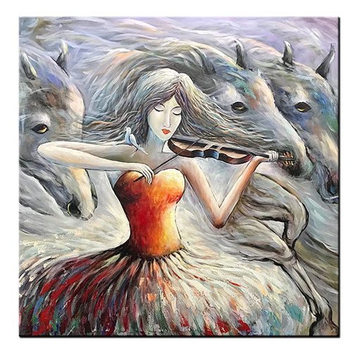 Acrylic Painting On Canvas Hand Painted Violin Oil Painting
