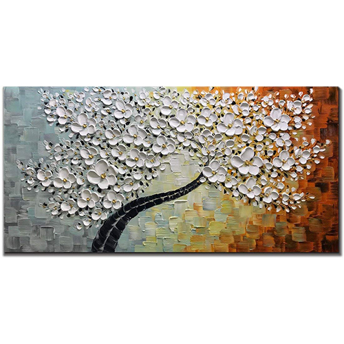Canvas Art Large Flower Palette Knife Painting Horizontal Artwork
