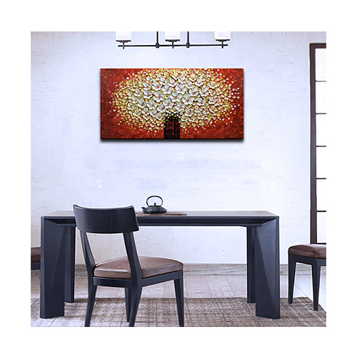 Oil Painting Canvas Contemporary White Flower Wall Decor