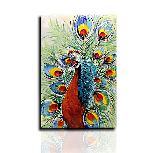 Wall Art Decor Canvas Paintings Cheap Peacock Knife Painting